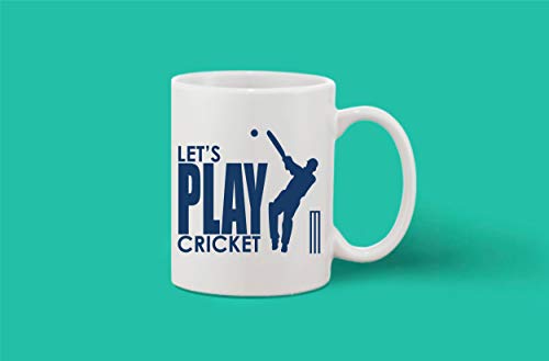 Crazy Sutra Classic Printed Ceramic Coffee/Milk Mug | Funky One Liner Coffee/Milk Mug (Mug-Let'sPlayCricket_1)