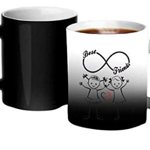 Crazy Sutra Classic Printed Ceramic Magic Mug - Coffee Mug/Milk Mug, Black (Mug-MagicBestFriends3)