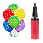 Crazy Sutra Printed Polka Dot Birthday Balloons for Decoration with Pump (Multicolor, Pack of 50pc).