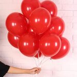 Crazy Sutra 12 inch HD Metallic Finish Balloons for Birthday / Anniversary Party Decoration (Red, 100)