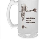 Crazy Sutra Funny and Cool Quote IGivenInToBeer Printed Clear Frosted Glass Beer Mug for Friends/Brother/Boyfriend (500ml)