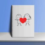 Crazy Sutra Single Ruled Printed Cover Spiral Bound Premium Notebook for Personal Diary, Doodle, Notes, Planner - A5 Size, 100pages (Note-HeartBeat7)