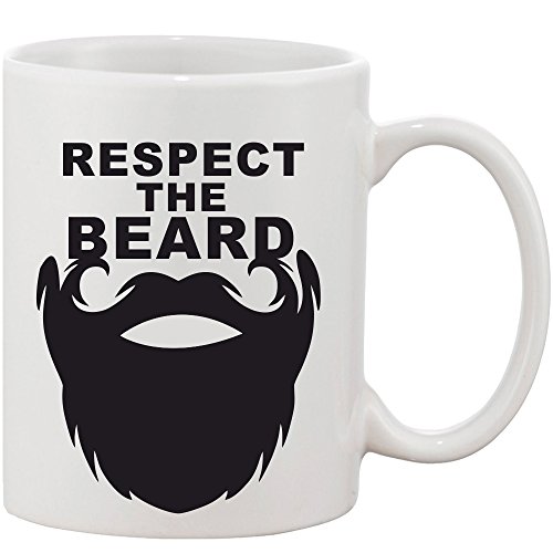 Crazy Sutra Classic Printed Beard Special Ceramic Coffee/Milk Mug | Funky One Liner Coffee/Milk Mug (Mug-RespectTheBeard_C)