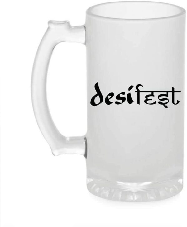 Crazy Sutra Funny and Cool Quote Desi Ghi Printed Clear Frosted Glass Beer Mug for Friends/Brother/Boyfriend (500ml)