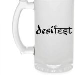 Crazy Sutra Funny and Cool Quote Desi Ghi Printed Clear Frosted Glass Beer Mug for Friends/Brother/Boyfriend (500ml)