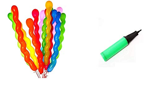 Crazy Sutra Spiral Screw Shaped Latex Balloons Large Balloon Toy Balloons Pack of 50 Pieces with Balloon Pump