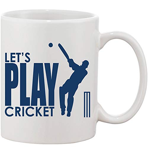 Crazy Sutra Classic Printed Ceramic Coffee/Milk Mug | Funky One Liner Coffee/Milk Mug (Mug-Let'sPlayCricket_1)