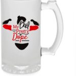 Crazy Sutra Funny and Cool Quote My Dad Pretty Dope Printed Clear Frosted Glass Beer Mug for Friends/Brother/Boyfriend (500ml)