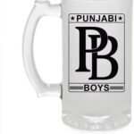 Crazy Sutra Funny and Cool Quote Punjabi Printed Clear Frosted Glass Beer Mug for Friends/Brother/Boyfriend (500ml)