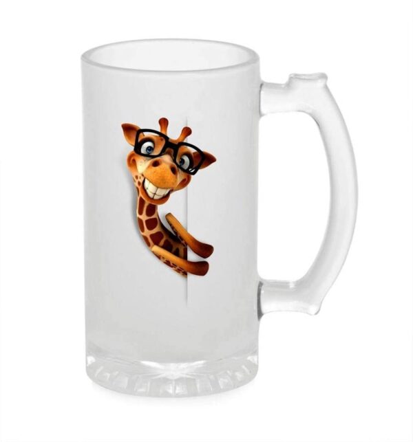 Crazy Sutra Funny and Cool Quote Giraffe Printed Clear Frosted Glass Beer Mug for Friends/Brother/Boyfriend (500ml)