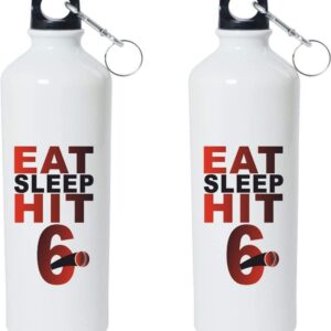 Crazy Sutra Classic Printed Cricket Special Water Bottle/Sipper White - 600Ml (Sipper-EatSleepHit6_W)