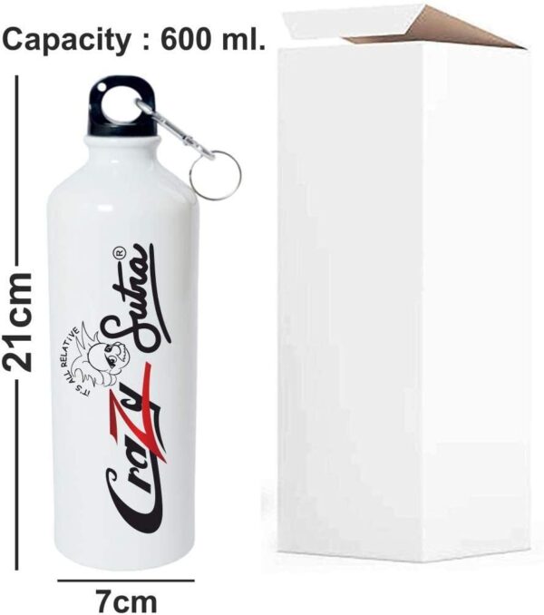 Crazy Sutra Classic Printed Water Bottle/Sipper White - 600Ml (Sipper-EraseImgineCrte3)