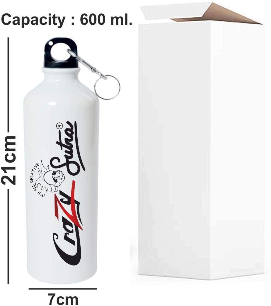 Crazy Sutra Classic Printed Quote Water Bottle/Sipper White - 600Ml (TheLegend_W)