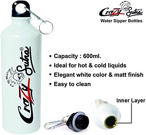 Crazy Sutra Classic Sipper Plain Water Bottle/Sipper White - 600Ml (SipperWhite4pcA)
