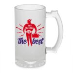 Crazy Sutra Funny and Cool Quote My Dad is The Best Printed Clear Frosted Glass Beer Mug for Friends/Brother/Boyfriend (500ml)
