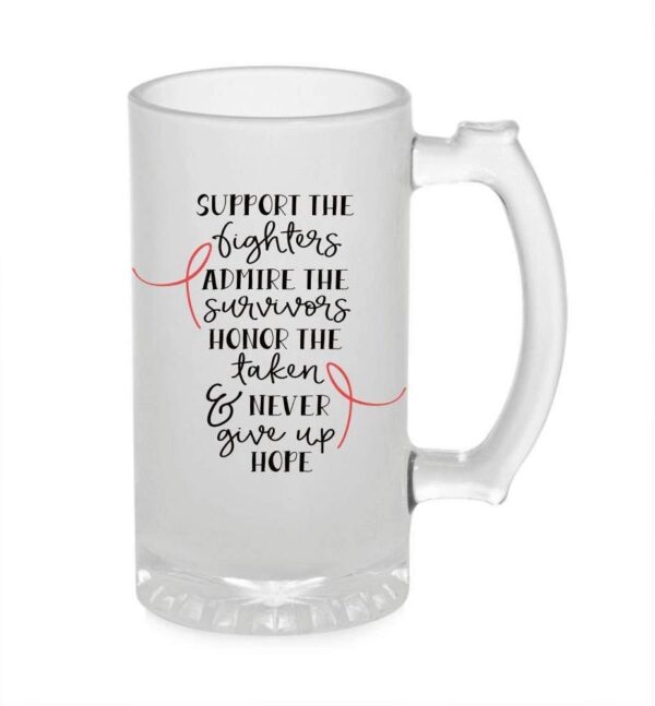 Crazy Sutra Funny and Cool Quote Support The Fighter Printed Clear Frosted Glass Beer Mug for Friends/Brother/Boyfriend (500ml)