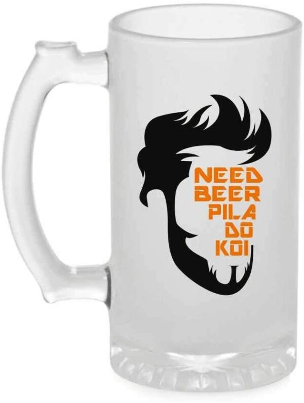 Crazy Sutra Funny and Cool Quote NeedBeer1 Printed Clear Frosted Glass Beer Mug for Friends/Brother/Boyfriend (500ml)