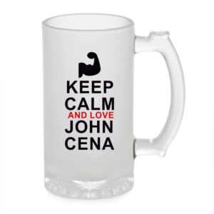Crazy Sutra Funny and Cool Quote Keep Calm John Printed Clear Frosted Glass Beer Mug for Friends/Brother/Boyfriend (500ml)