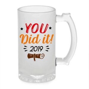 Crazy Sutra Funny and Cool Quote You Did It Printed Clear Frosted Glass Beer Mug for Friends/Brother/Boyfriend (500ml)