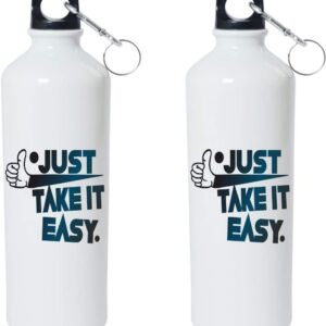 Crazy Sutra Classic Printed Water Bottle/Sipper White - 600Ml (Sipper-JustTakeItEasy1)