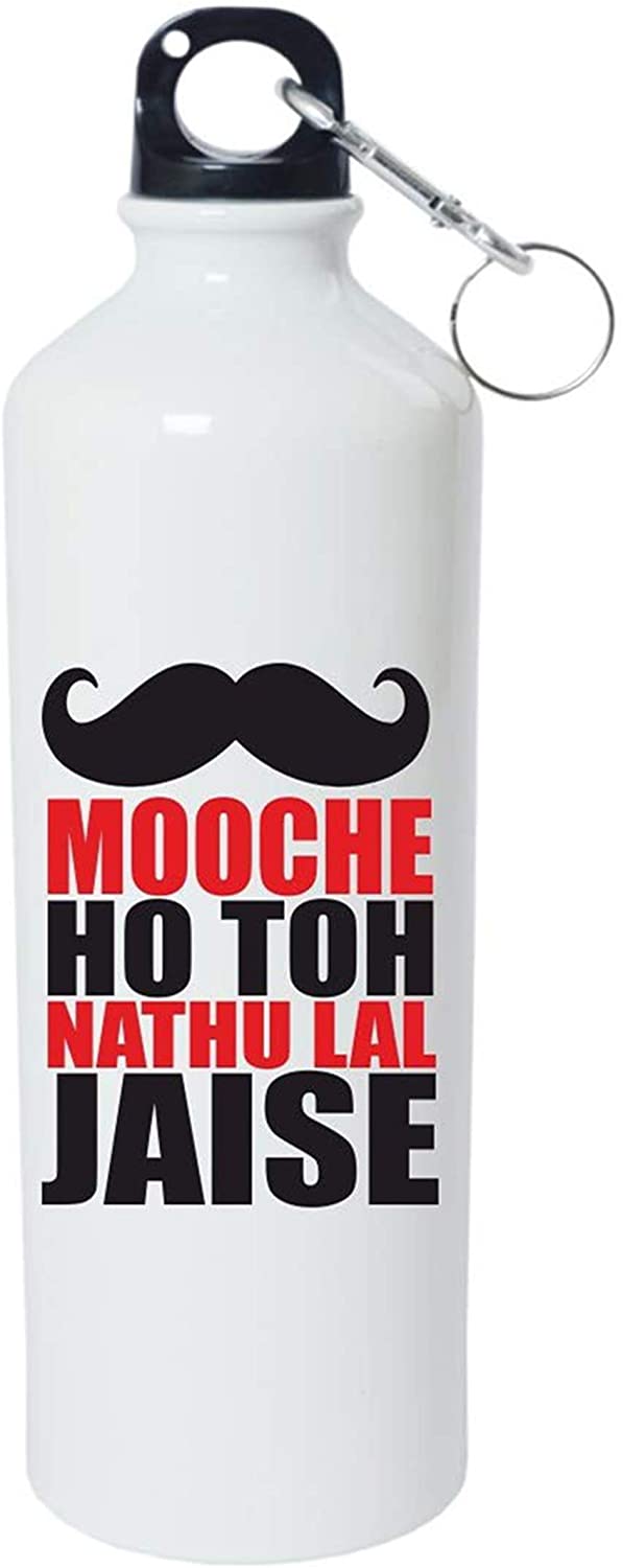 Crazy Sutra Classic Printed Water Bottle/Sipper - 600Ml (SchoolBottles-MoocheHoTohNathulal_W)