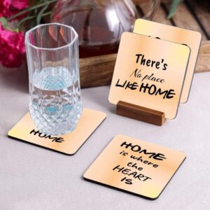 Crazy Sutra Premium HD Printed Standard Size Coasters for Tea Coffee, Cups, Mugs Beer, Cans Bar Glass, Home Kitchen, Office Desk Set of-4 (Cos-HomeIsWhere3)