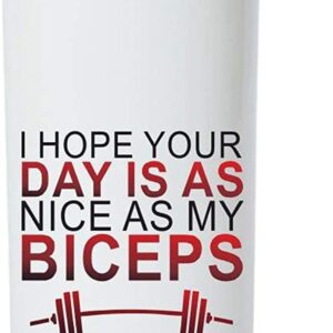 Crazy Sutra Classic Printed Gym Special Quote Water Bottle/Sipper White - 600Ml (IHopeUrDayBiceps_W)