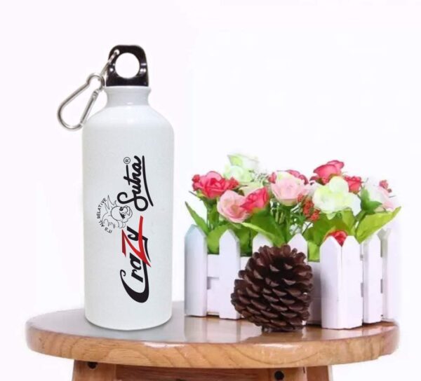 Crazy Sutra Classic Printed Water Bottle/Sipper White - 600Ml (Sipper-EkToMaiZiddi1)