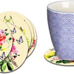 Crazy Sutra Premium HD Printed Standard Size Coasters for Tea Coffee, Cups, Mugs Beer, Cans Bar Glass, Home Kitchen, Office Desk Set of-6 (Cos-Flower)