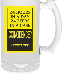 Crazy Sutra Funny and Cool Quote 24HoursInADay Printed Clear Frosted Glass Beer Mug for Friends/Brother/Boyfriend (500ml)