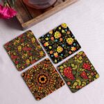 Crazy Sutra Premium HD Printed Standard Size Coasters for Tea Coffee, Cups, Mugs Beer, Cans Bar Glass, Home Kitchen, Office Desk Set of-4 (Cos-Pattern15-3)