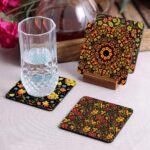 Crazy Sutra Premium HD Printed Standard Size Coasters for Tea Coffee, Cups, Mugs Beer, Cans Bar Glass, Home Kitchen, Office Desk Set of-4 (Cos-Pattern15-3)
