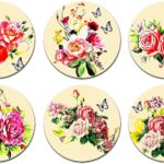 Crazy Sutra Premium HD Printed Standard Size Coasters for Tea Coffee, Cups, Mugs Beer, Cans Bar Glass, Home Kitchen, Office Desk Set of-6 (Cos-Flower)