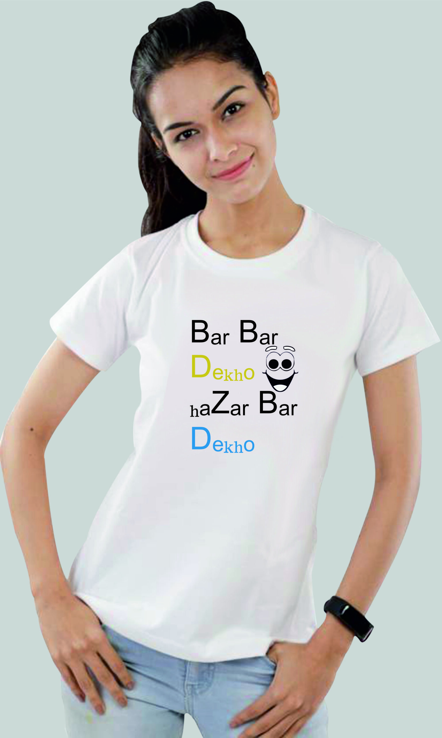 Crazy Sutra Half Sleeve Casual Printed Bar Baar Dekho Women's Tshirt |Funky Tshirts