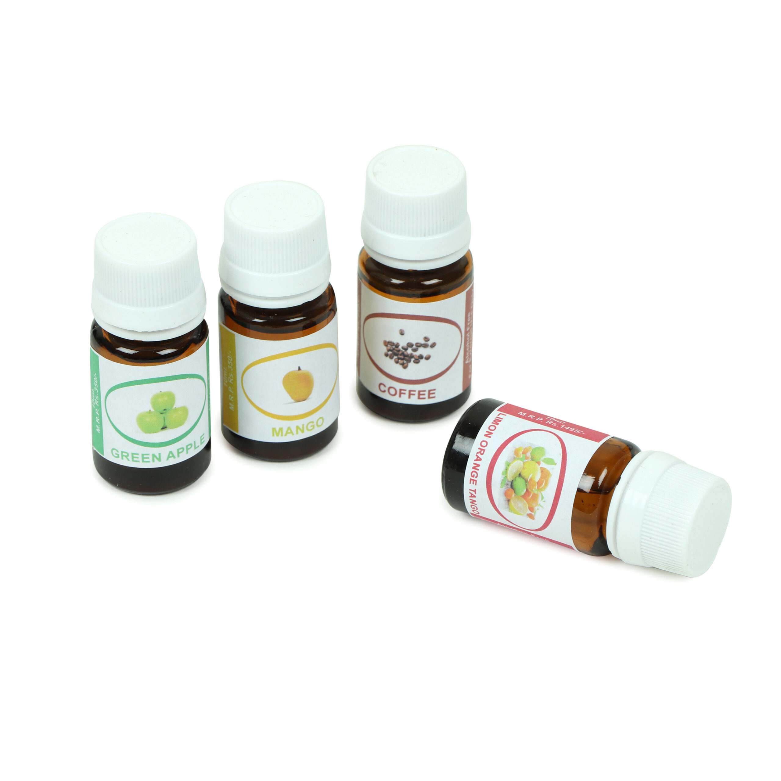 Crazy Sutra Latest Fragrance Oil for Soap Making Combo Pack of 10ml Each (Coffee, Mango, Green Apple and Limon Orange)