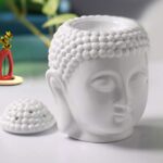 Crazy Sutra White Ceramic Buddha Head Fragrance Oil Warmer Lamp