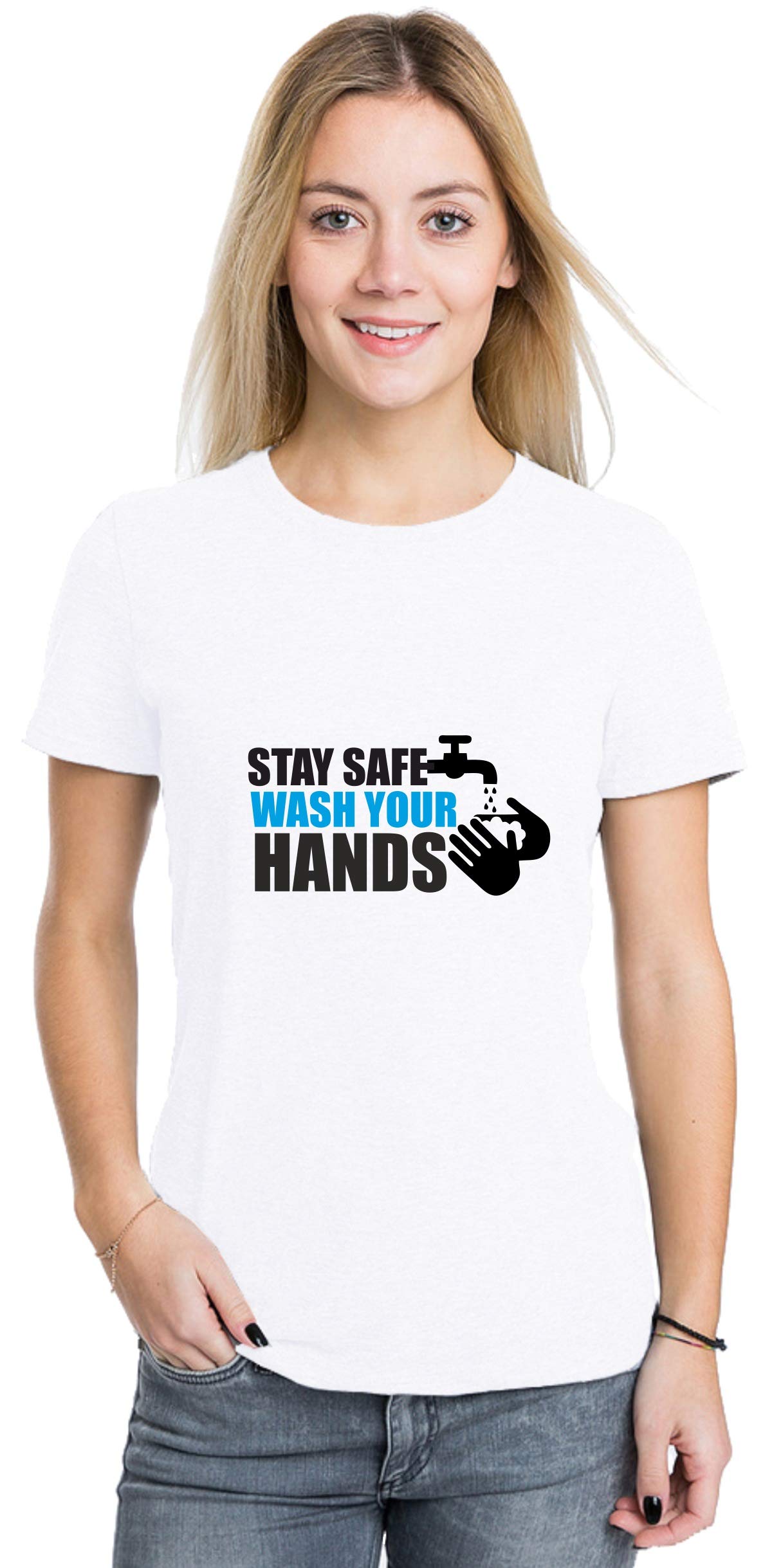 Crazy Sutra  Premium Dry-FIT Polyester Unisex Half Sleeve Casual Printed Stay Safe T-shirt White,