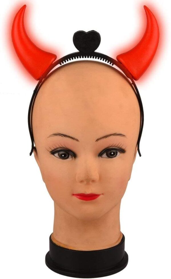 Crazy Sutra Devil Horn Headband 2pc with LED Light Red Headband Sequin Devil Horns Headband