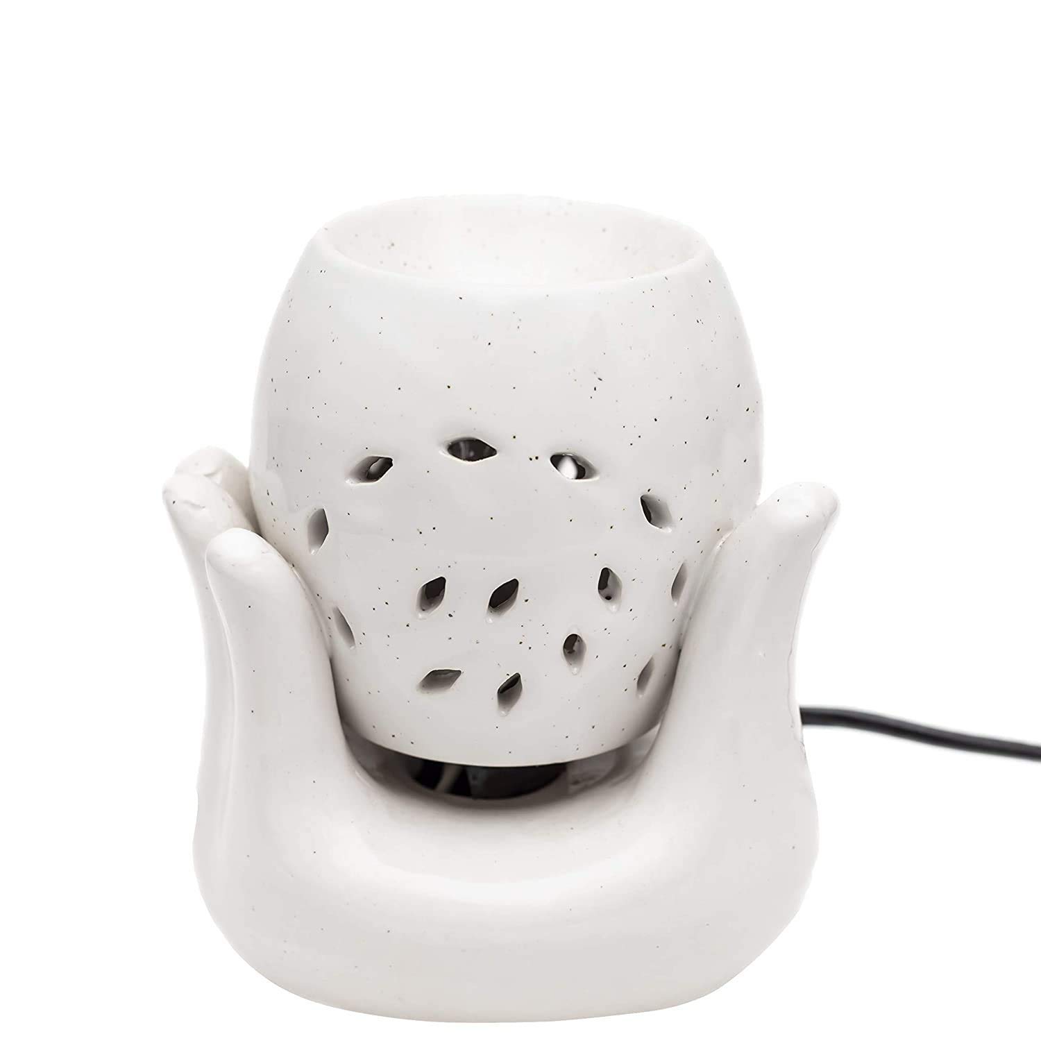 Crazy Sutra Ceramic Electric Diffuser Stylish Hand Shape Oil Burner Lamp (White, 6" inch)