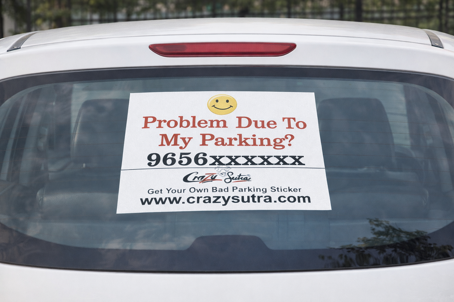 Crazy Sutra Mobile Number Sticker for Car | Contact Car Owner Sticker | Custom Window Stickers (Pack of 2, Personalized Your Phone Number)