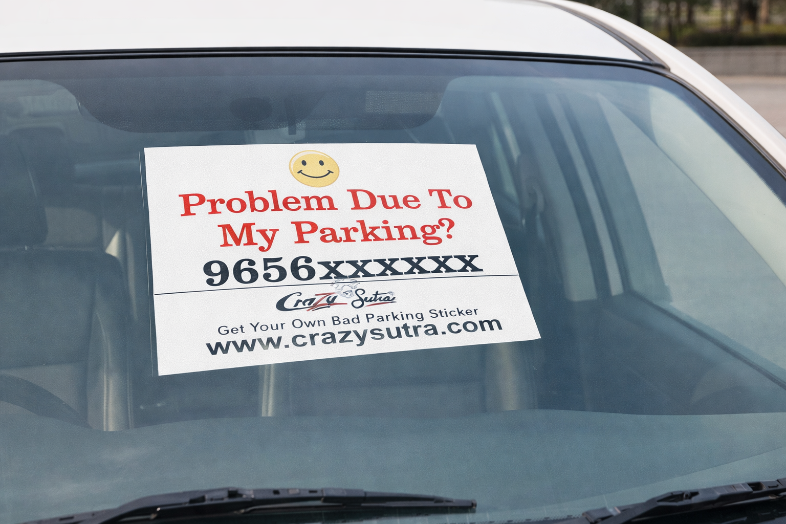 Crazy Sutra Mobile Number Sticker for Car | Contact Car Owner Sticker | Custom Window Stickers (Pack of 2, Personalized Your Phone Number)