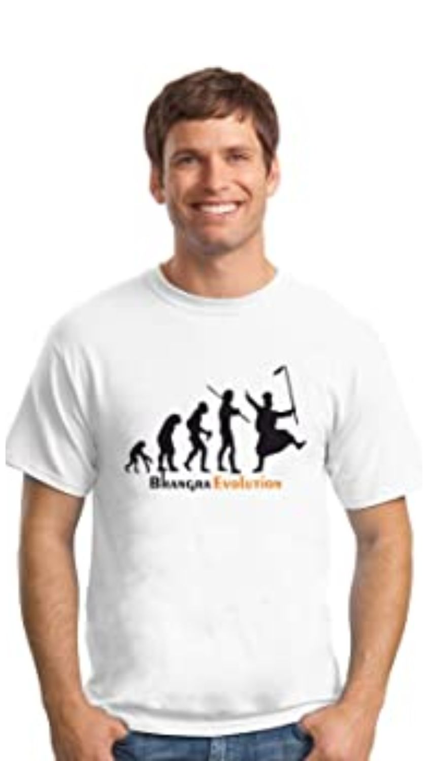 Crazy Sutra Premium Pc Cotton Half Sleeve Casual Printed Punjabi Special Tshirt (TPC-BhanjaraEvolution_M)