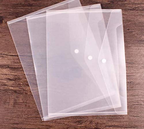 Crazy Sutra® A4 Document File Bag, Transparent Envelope Holder Storage Case, Snap Button Organizer, Clear Plastic Container for Papers, Stationery (Pack of 3 Pcs)
