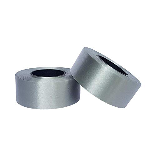 Silver satin ribbon roll 10 meters 2pcs for gift wrapping, decorations, crafts, and packaging – Crazy Sutra premium satin ribbon.