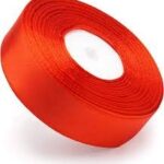 Crazy Sutra red satin ribbon roll 1 inch wide – glossy finish for gift wrapping, decoration, and craft use