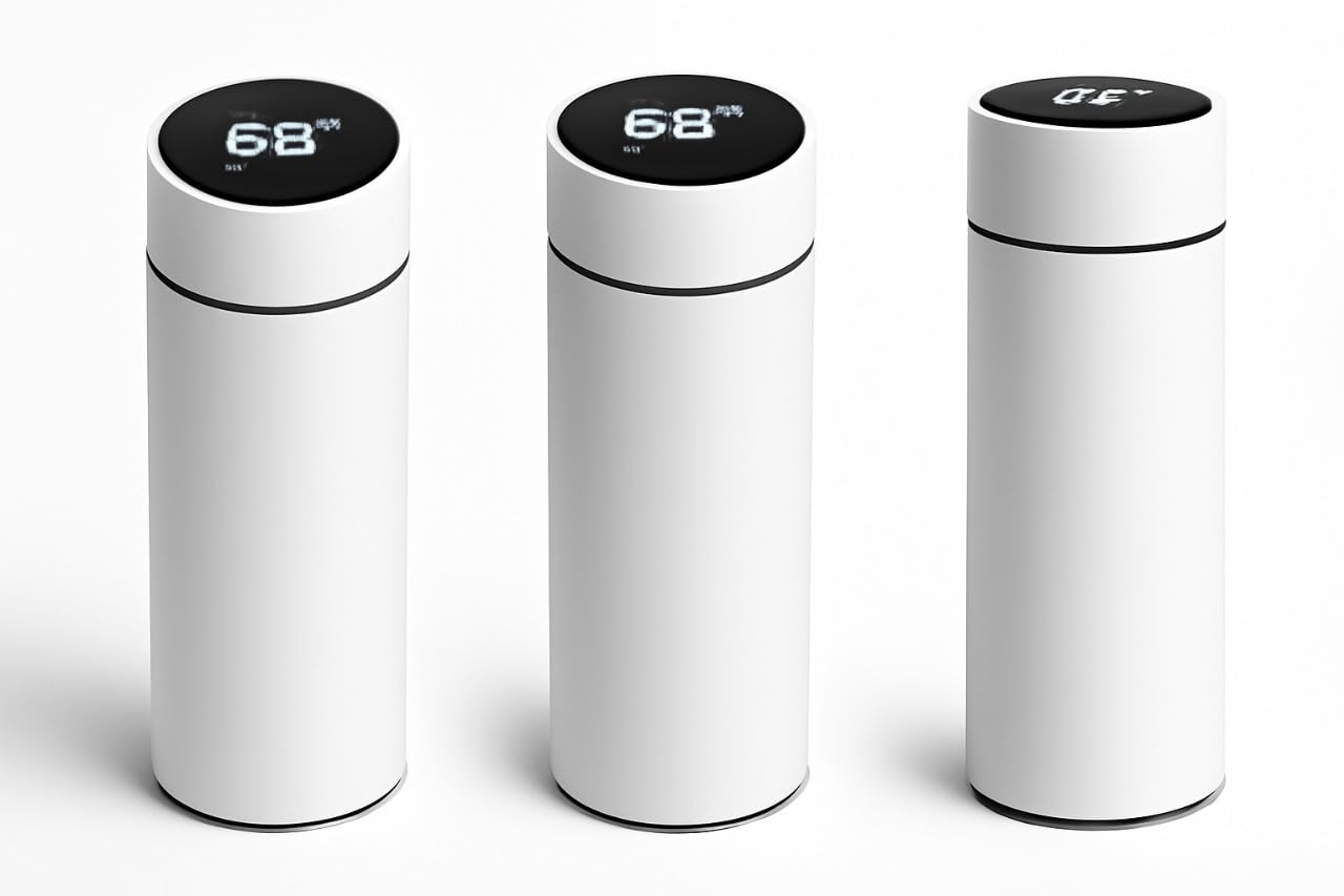 Crazy Sutra Smart Temperature Bottle 500ml White – Aluminium Leak-Proof Flask with LED Temperature Display, Hot & Cold Retention, for Gym, Office, Kids, Travel, Sports