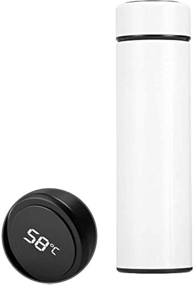 Crazy Sutra Smart Temperature Bottle 500ml White – Aluminium Leak-Proof Flask with LED Temperature Display, Hot & Cold Retention, for Gym, Office, Kids, Travel, Sports