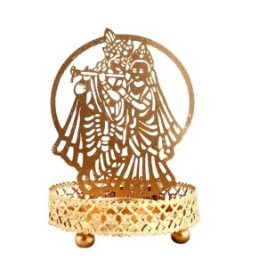 Decorative Radha Krishna Shadow Tea Light Holder casting divine Radha Krishna silhouette for home décor and festive gifting.