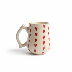 Naturra by Crazy Sutra White Ceramic Coffee Mug with Heart Print | Stylish Printed Tea & Coffee Cup | Microwave & Dishwasher Safe Mug for Home, Office & Gifting