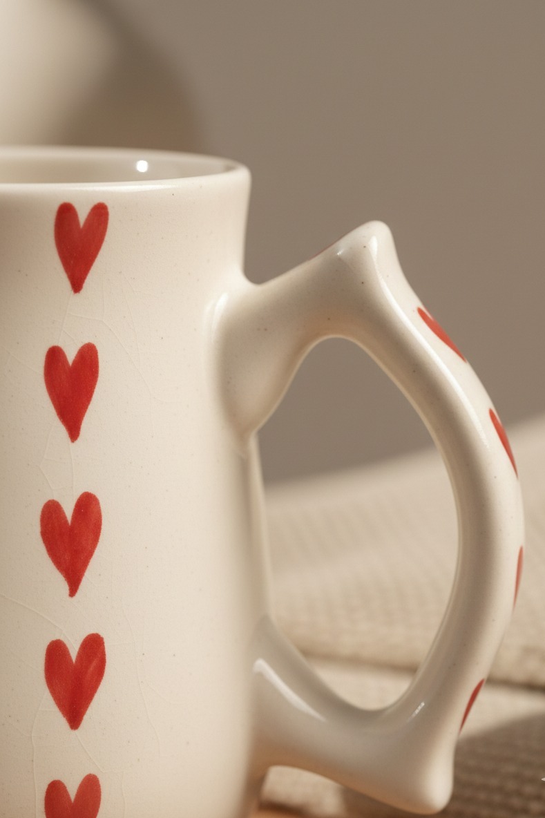 Naturra by Crazy Sutra White Ceramic Coffee Mug with Heart Print | Stylish Printed Tea & Coffee Cup | Microwave & Dishwasher Safe Mug for Home, Office & Gifting